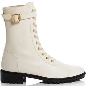 Stuart Weitzman Thalia Combat Booties - 8.5 Off White